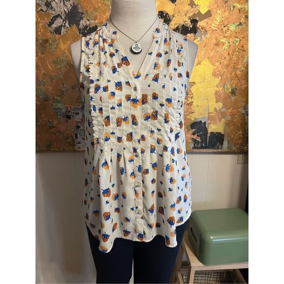 Maeve Anthropologie Strawberry Print Sleeveless Top 10 - Picture 2 of 8
